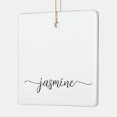 Eenvoudige Minimalistische Witte Monogram Naam Scr Keramisch Ornament (Links)