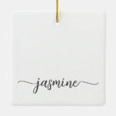 Eenvoudige Minimalistische Witte Monogram Naam Scr Keramisch Ornament (Achterkant)