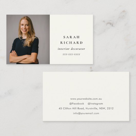 Eenvoudige minimalistische witte professionele aan visitekaartje (Voorkant / Achterkant)