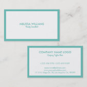 Eenvoudige minimalistische witte & turquoise rand  visitekaartje (Voorkant / Achterkant)