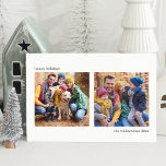 Eenvoudige Minimalistische Witte Zwarte Twee Vierk Feestdagenkaart<br><div class="desc">Deze mooie kerstkaart heeft ruimte voor twee foto's en een minimalistische moderne uitstraling in zwart en wit. Alle tekst is aanpasbaar zodat u de kerstgroet gemakkelijk kunt wijzigen.</div>