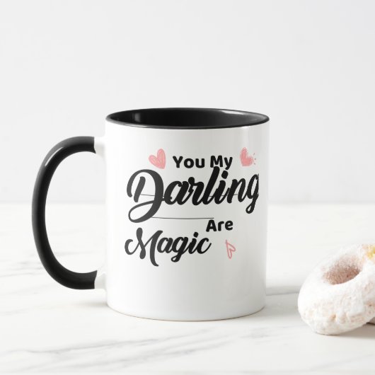 Eenvoudige minimalistische You My Darling zijn mag Mok (Met donut)