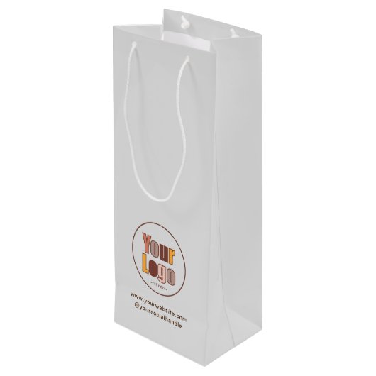 Eenvoudige minimalistische zakelijke Logo Wijn Cadeautas (Achterkant Gekanteld)