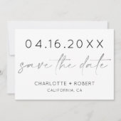 Eenvoudige minimalistische zilvermanuscriptdoopvon save the date (Voorkant)