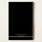 Eenvoudige minimalistische zwart en goud glanzende notitieboek (Achterkant)