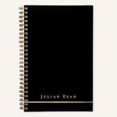 Eenvoudige minimalistische zwart en goud glanzende notitieboek (Voorkant)