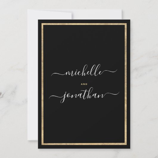 Eenvoudige minimalistische zwart goud kalligrafie  kaart (Achterkant)