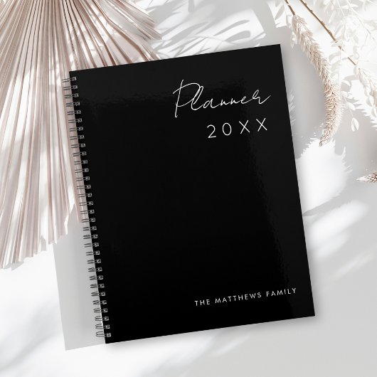 Eenvoudige minimalistische Zwart Wit 2025 Custom F Planner