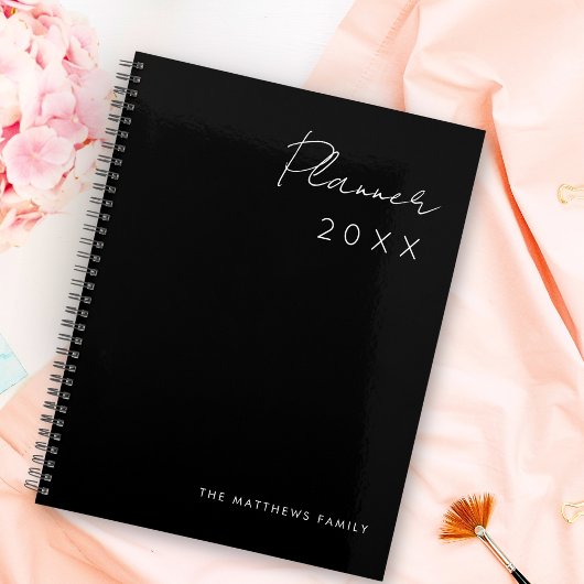 Eenvoudige minimalistische Zwart Wit 2025 Custom F Planner