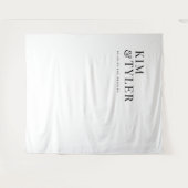 Eenvoudige minimalistische zwart-wit bruiloft acht wandkleed (Voorkant (horizontaal))