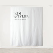 Eenvoudige minimalistische zwart-wit bruiloft acht wandkleed (Voorkant)