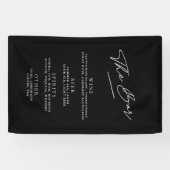 Eenvoudige minimalistische zwart-wit bruiloft bar  spandoek (Horizontaal)
