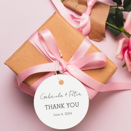 Eenvoudige minimalistische zwart-wit bruiloft dank bedankjes labels