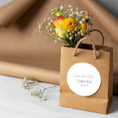 Eenvoudige minimalistische zwart-wit bruiloft dank ronde sticker