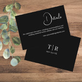 Eenvoudige minimalistische zwart-wit bruiloft deta informatiekaartje