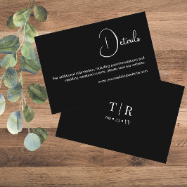 Eenvoudige minimalistische zwart-wit bruiloft deta informatiekaartje