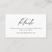 Eenvoudige minimalistische zwart wit bruiloft deta visitekaartje (Voorkant)