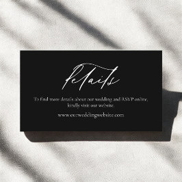 Eenvoudige minimalistische zwart wit bruiloft deta visitekaartje