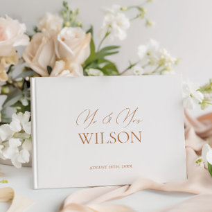 Eenvoudige minimalistische zwart-wit bruiloft gastenboek