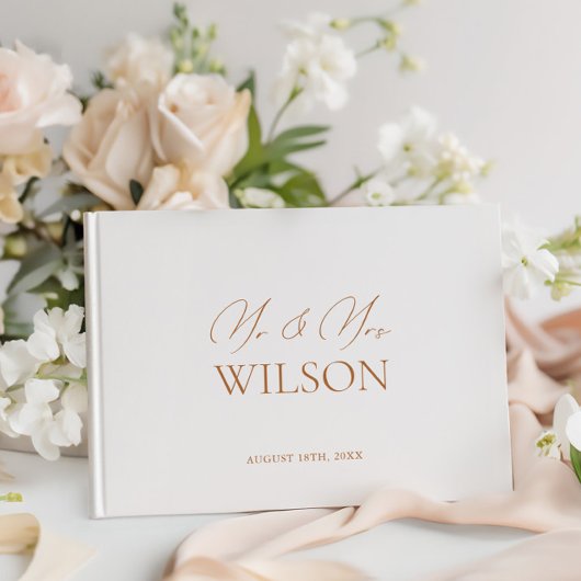 Eenvoudige minimalistische zwart-wit bruiloft gastenboek