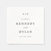 Eenvoudige minimalistische zwart-wit bruiloft mono servet (Voorkant)