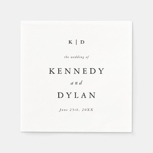 Eenvoudige minimalistische zwart-wit bruiloft mono servet (Voorkant)