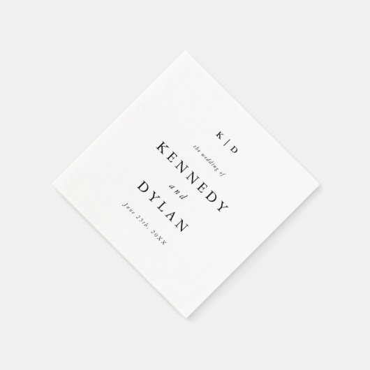 Eenvoudige minimalistische zwart-wit bruiloft mono servet (Hoek)