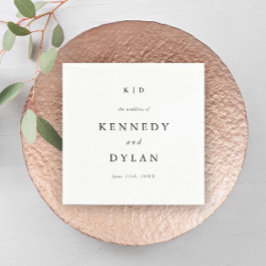 Eenvoudige minimalistische zwart-wit bruiloft mono servet