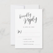 Eenvoudige minimalistische zwart-wit bruiloft RSVP kaartje (Voorkant)