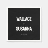 Eenvoudige minimalistische zwart-wit bruiloft servet (Voorkant)