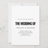 Eenvoudige minimalistische zwart-wit bruiloft uitn save the date (Voorkant)