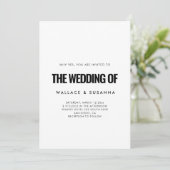 Eenvoudige minimalistische zwart-wit bruiloft uitn save the date (Staand voorkant)