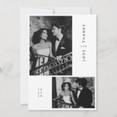 Eenvoudige minimalistische zwart-wit foto bruiloft bedankkaart (Voorkant)