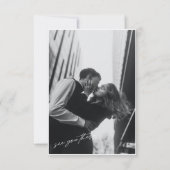 Eenvoudige minimalistische zwart-wit foto bruiloft kaart (Achterkant)