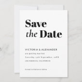 Eenvoudige minimalistische zwart-wit foto bruiloft save the date (Voorkant)