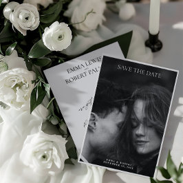 Eenvoudige minimalistische zwart-wit foto bruiloft save the date