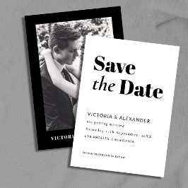 Eenvoudige minimalistische zwart-wit foto bruiloft save the date