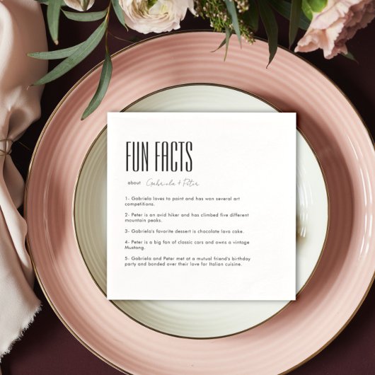 Eenvoudige minimalistische zwart-wit leuke feiten  servet