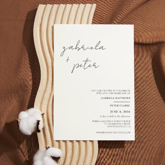 Eenvoudige minimalistische zwart-wit moderne bruil kaart