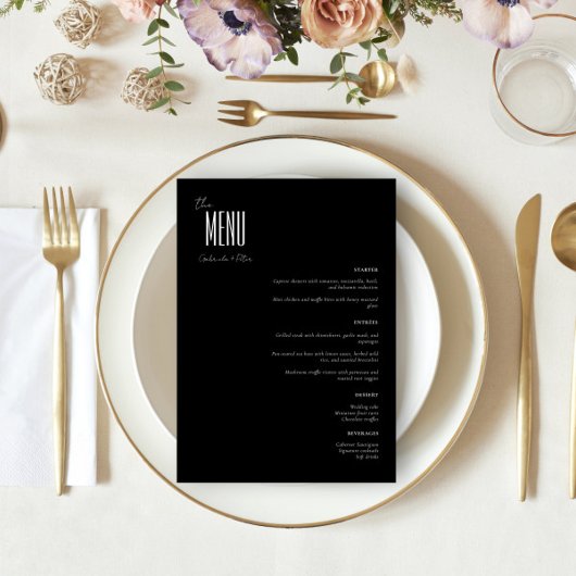 Eenvoudige minimalistische zwart-wit moderne bruil menu