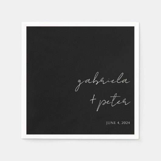 Eenvoudige minimalistische zwart-wit moderne bruil servet (Voorkant)