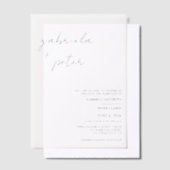 Eenvoudige minimalistische zwart-wit moderne bruil vellum uitnodigingen (Offset)