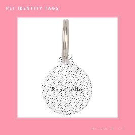 Eenvoudige minimalistische zwart-wit polka dot ret huisdierpenning