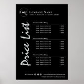 Eenvoudige minimalistische zwart-wit prijslijst poster (Voorkant)