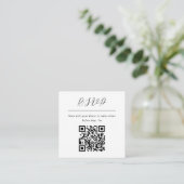 Eenvoudige minimalistische zwart-wit rsvp qr code informatiekaartje (Staand voorkant)