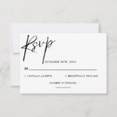 Eenvoudige minimalistische zwart-wit script bruilo RSVP kaartje (Voorkant)