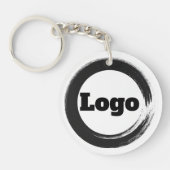 Eenvoudige minimalistische zwart-wit Small Busines Sleutelhanger (Voorkant)