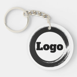 Eenvoudige minimalistische zwart-wit Small Busines Sleutelhanger