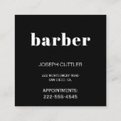 Eenvoudige minimalistische zwart-witte kapper styl vierkante visitekaartje (Achterkant)