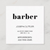 Eenvoudige minimalistische zwart-witte kapper styl vierkante visitekaartje (Voorkant)